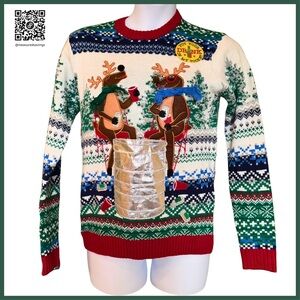 Size Small (NWT) Blizzard Bay Reindeer Beer Pocket Holiday Sweater